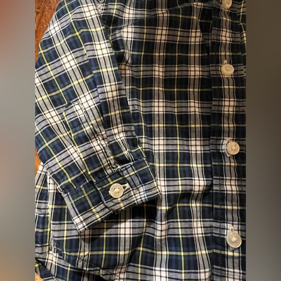 Ralph Lauren long sleeve button down, blue, green plaid, size 6 months - Picture 4 of 7
